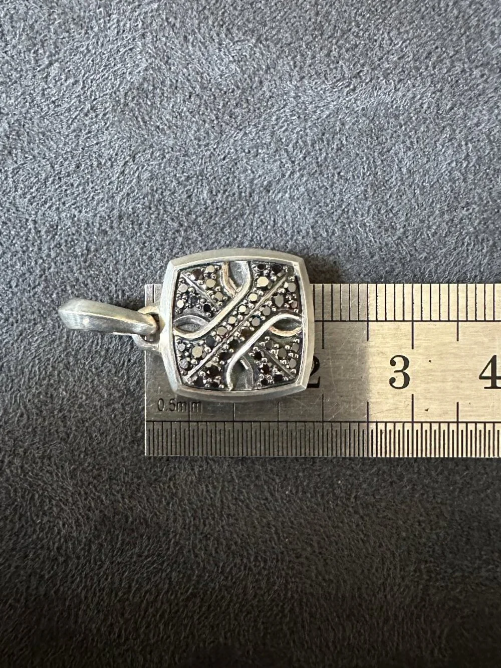 David Yurman Armory Amulet Pendant w/ Pavé Black Diamonds & Sterling Silver RARE